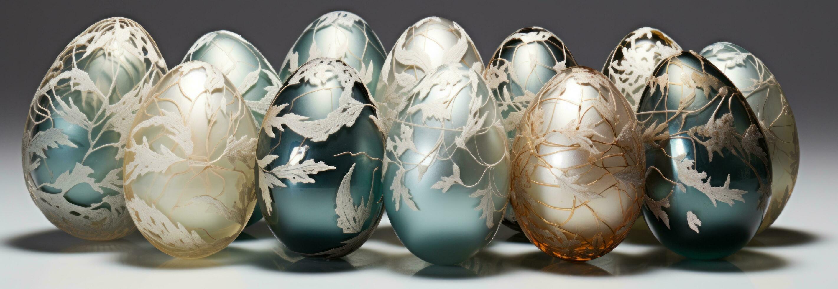 AI generated easter eggs and candy in white nest and grey, photo