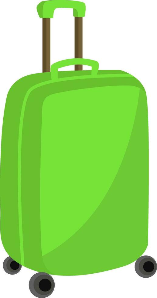 Green trolley bag, illustration, vector on white background