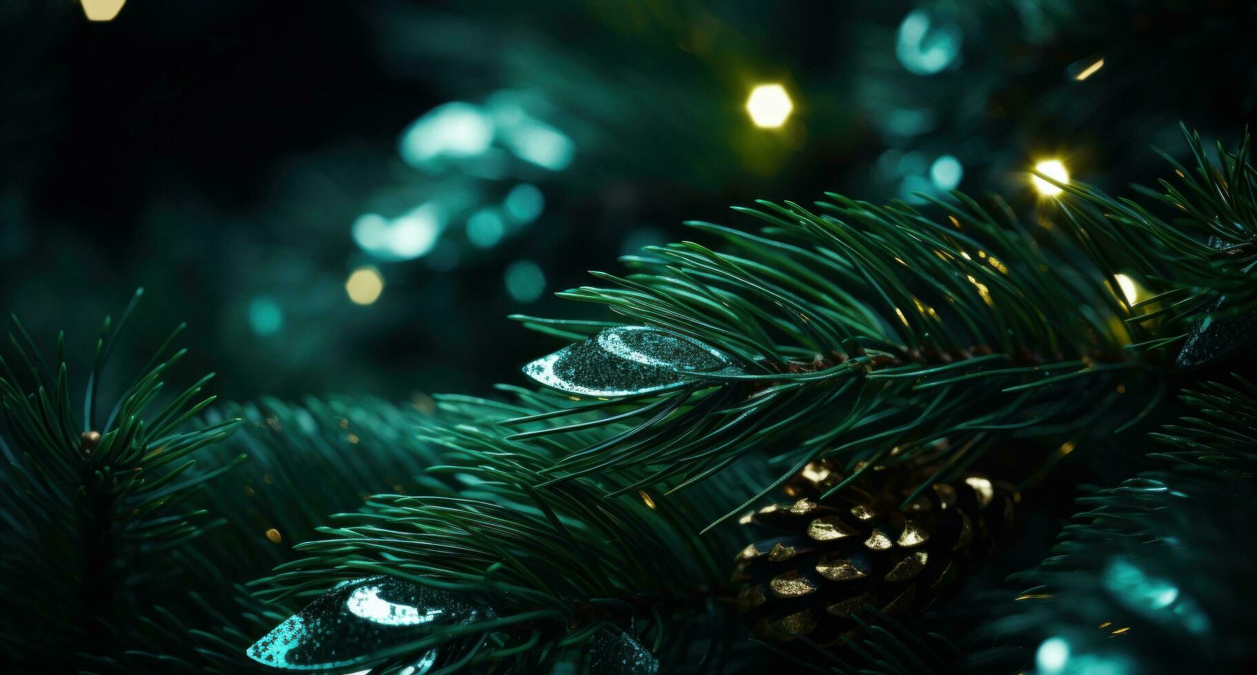 AI generated closeup of a christmas tree, photo