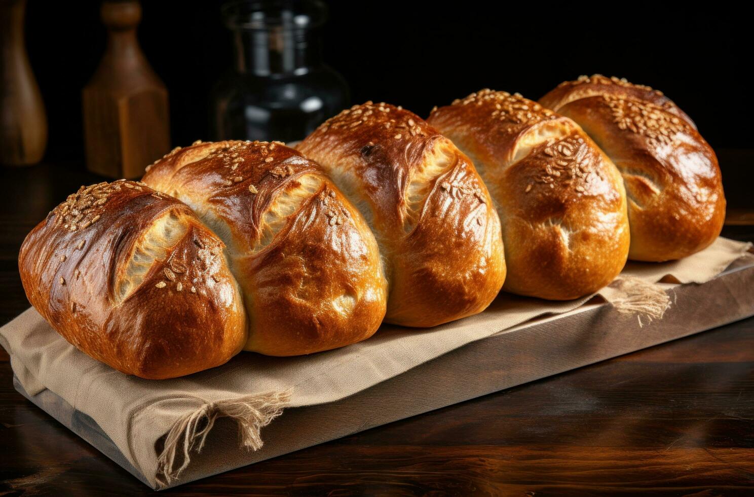 AI generated barnes and co bread 6 piece,, elongated shapes, i photo