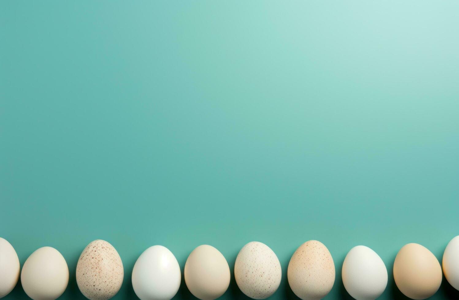 AI generated blank frame with eggs on a blue background, photo
