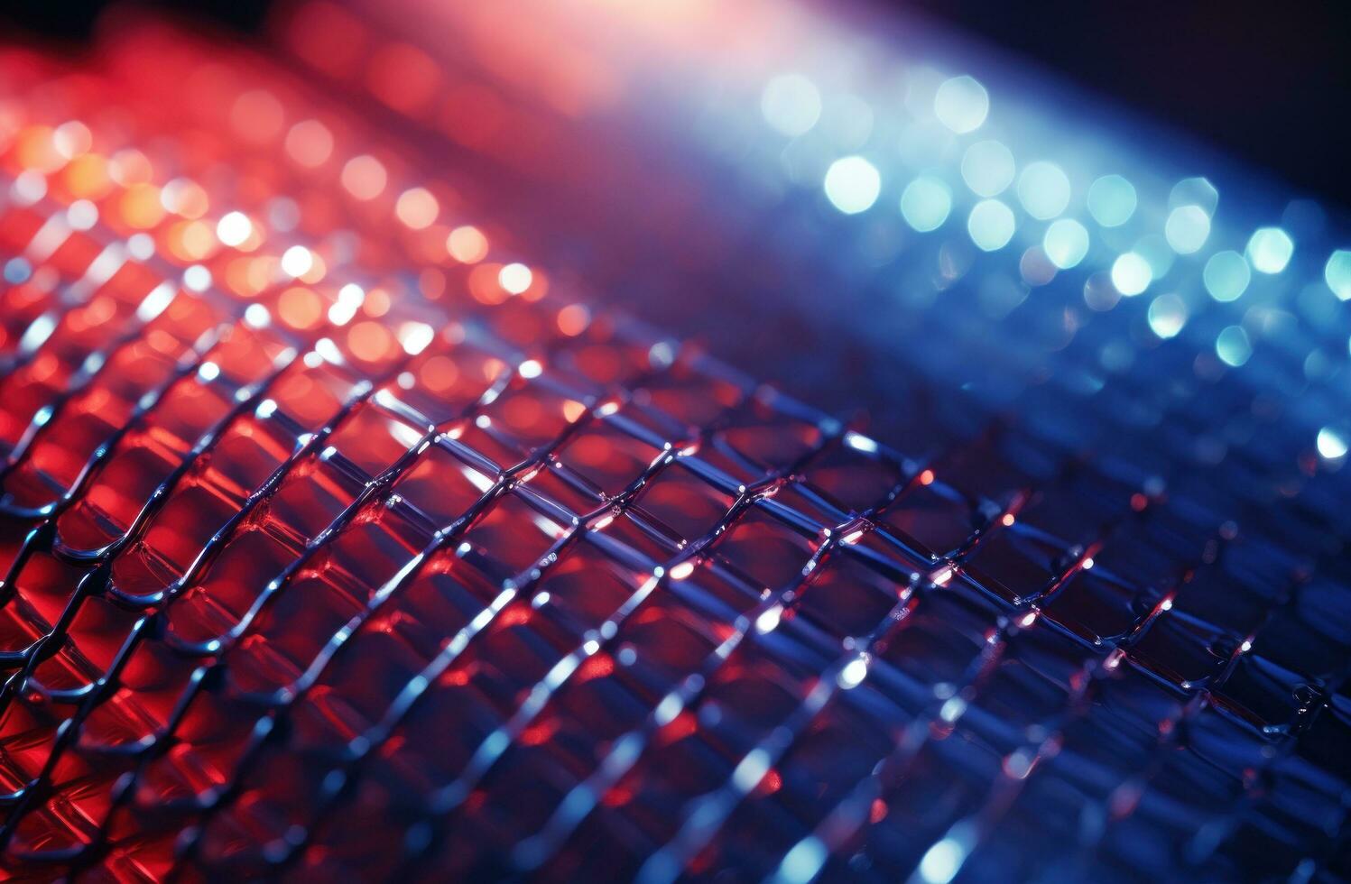 AI generated transparent material screen with bright red lights, photo