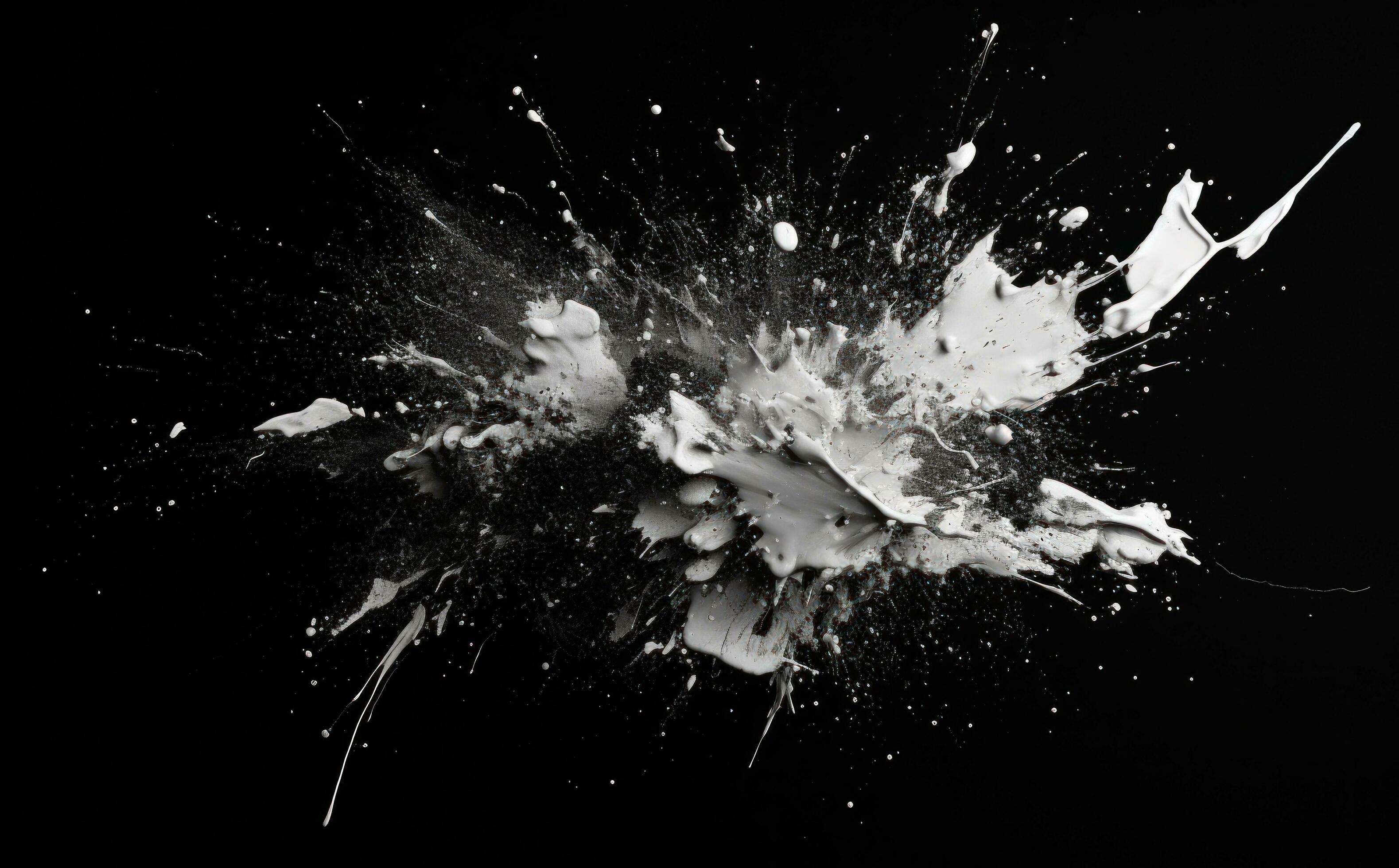 AI generated an image of a black and white paint splatter, isolated