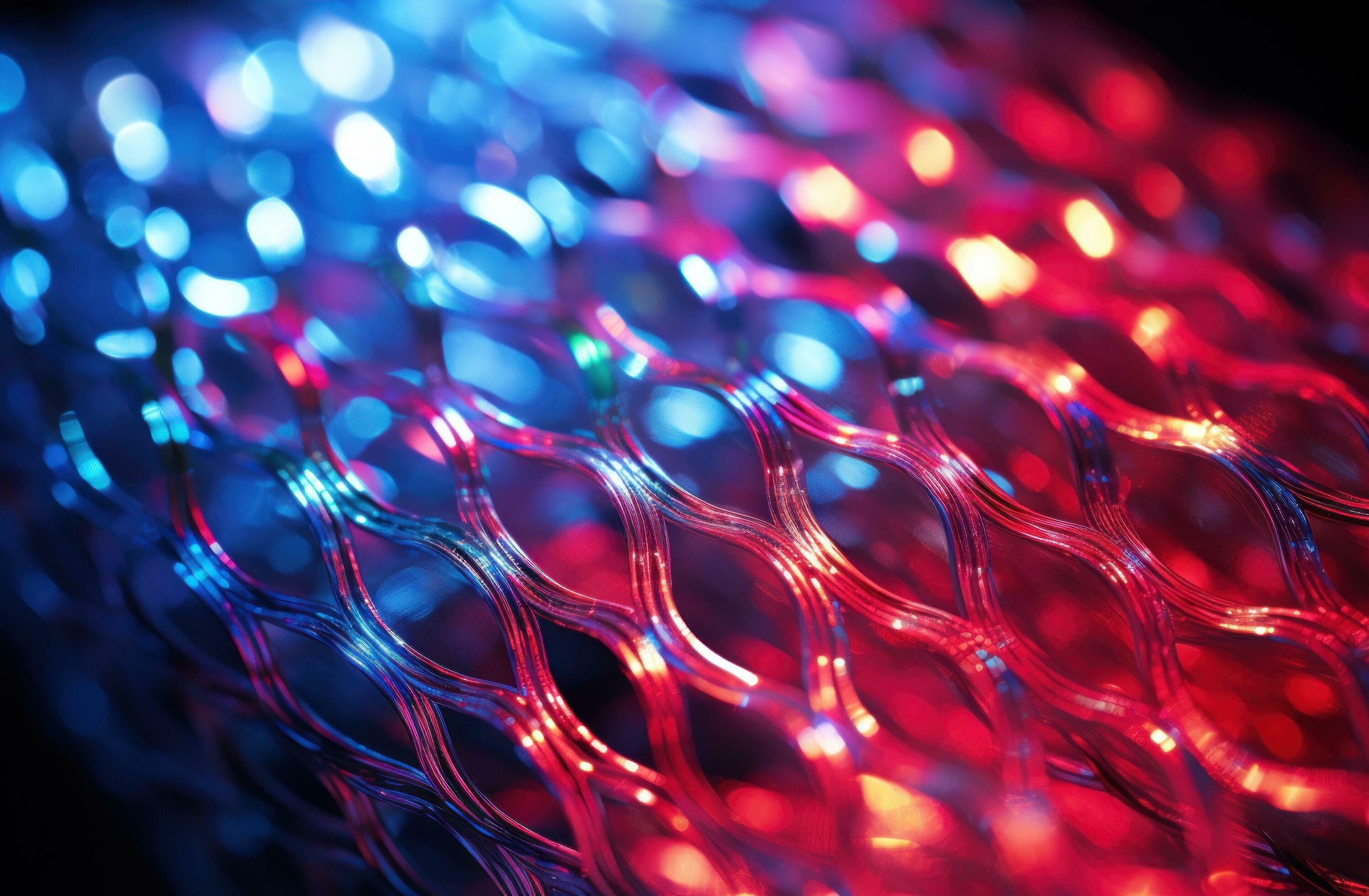 AI generated transparent material screen with bright red lights