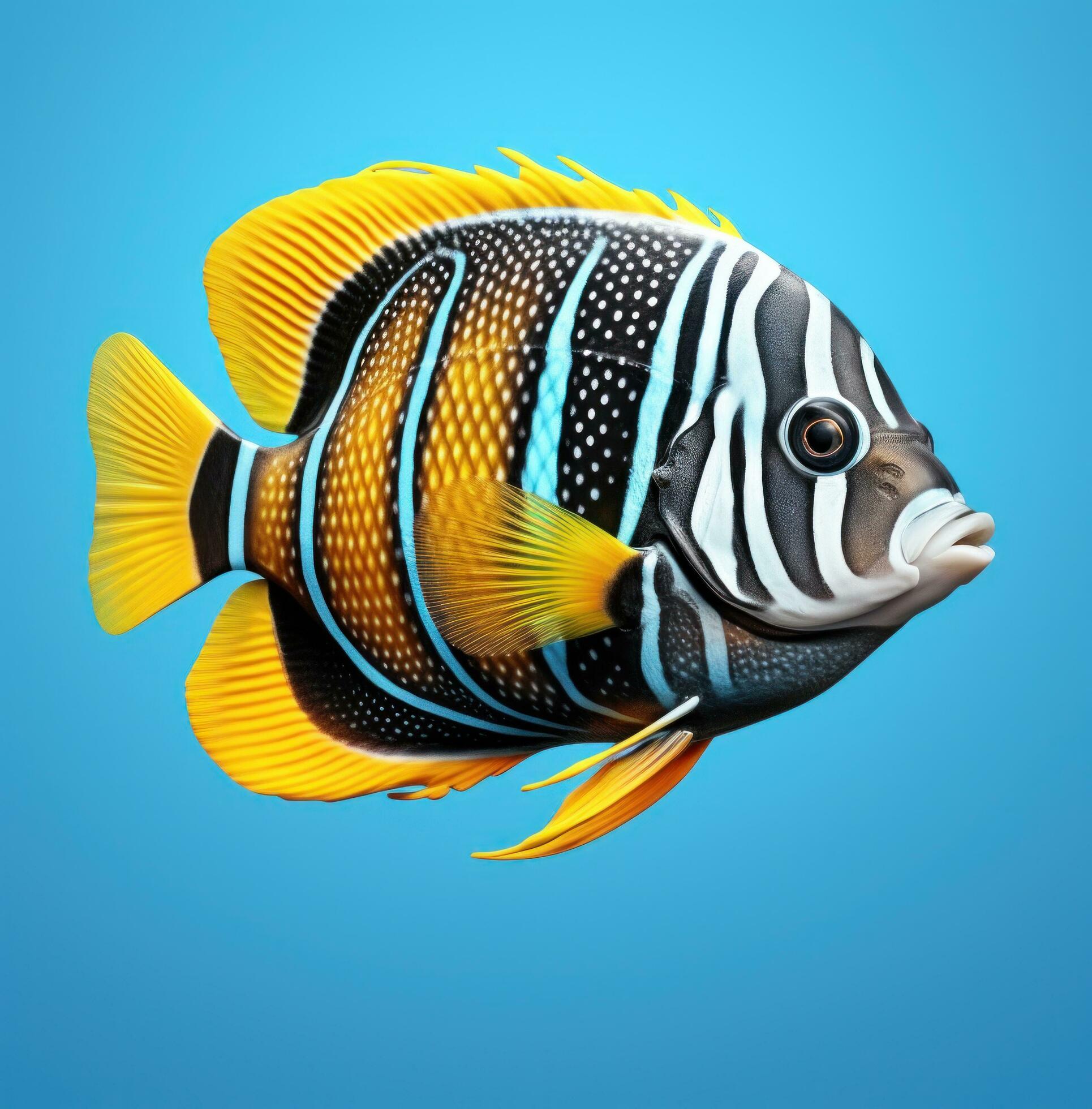 AI generated an ocean fish has a black, blue and yellow background, i