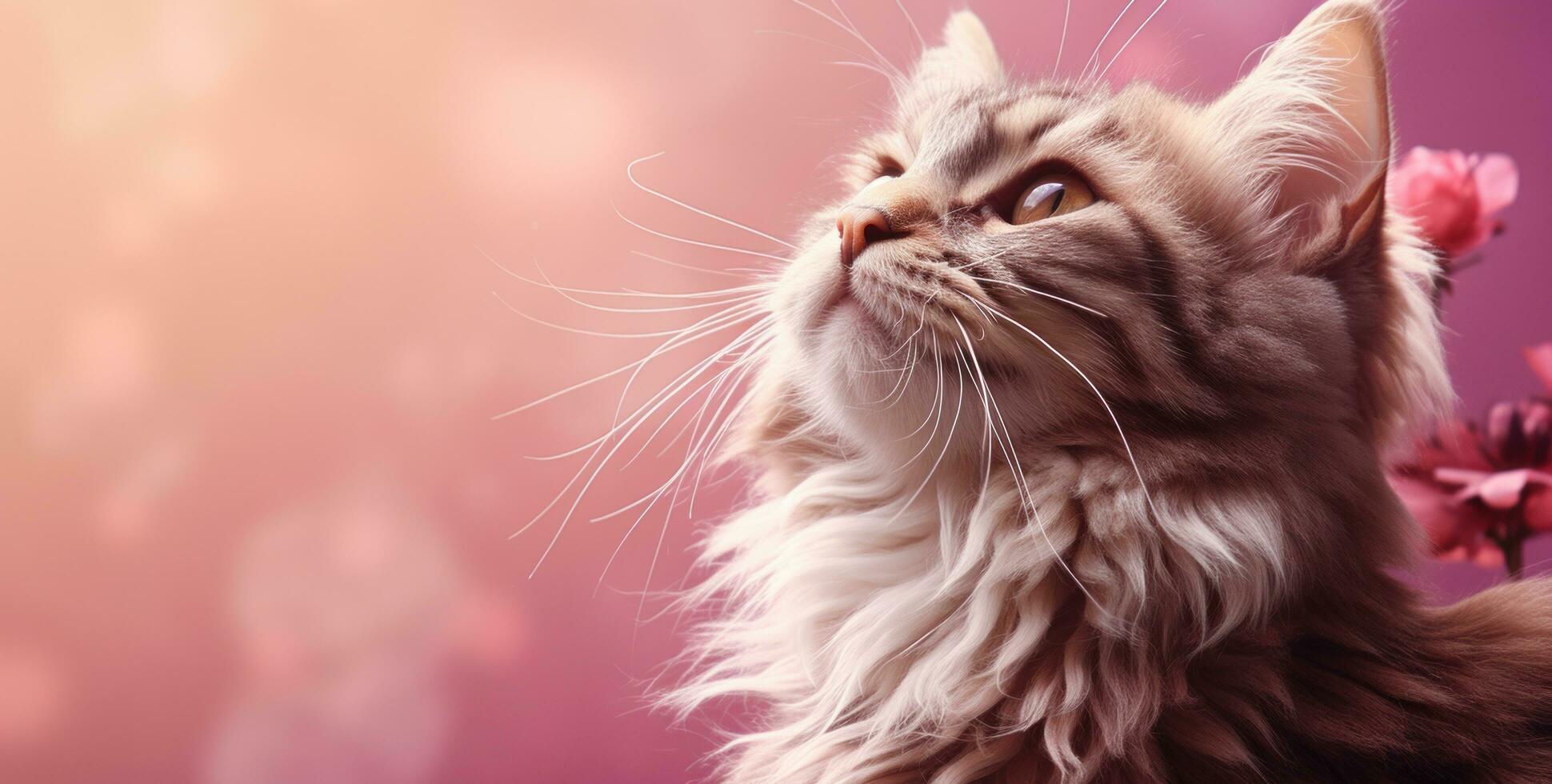 AI generated a tabby cat looks up into the sun, photo