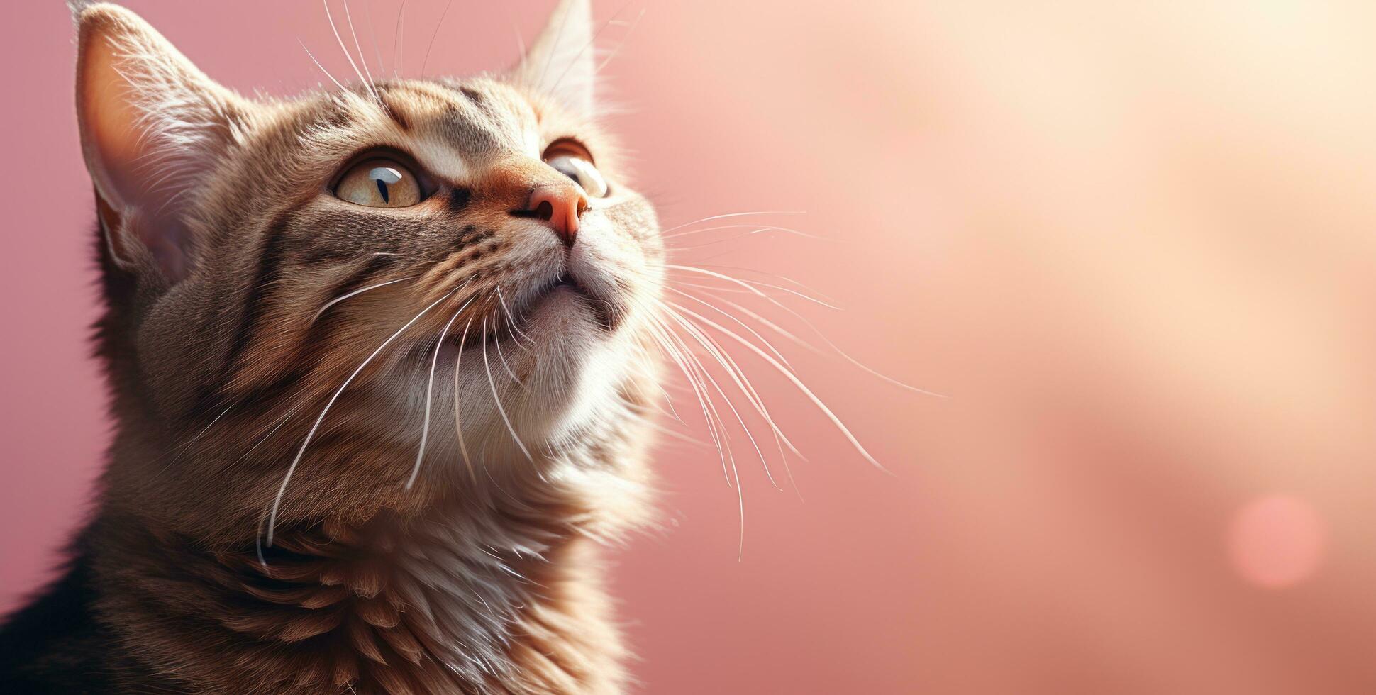 AI generated a tabby cat looks up into the sun, photo
