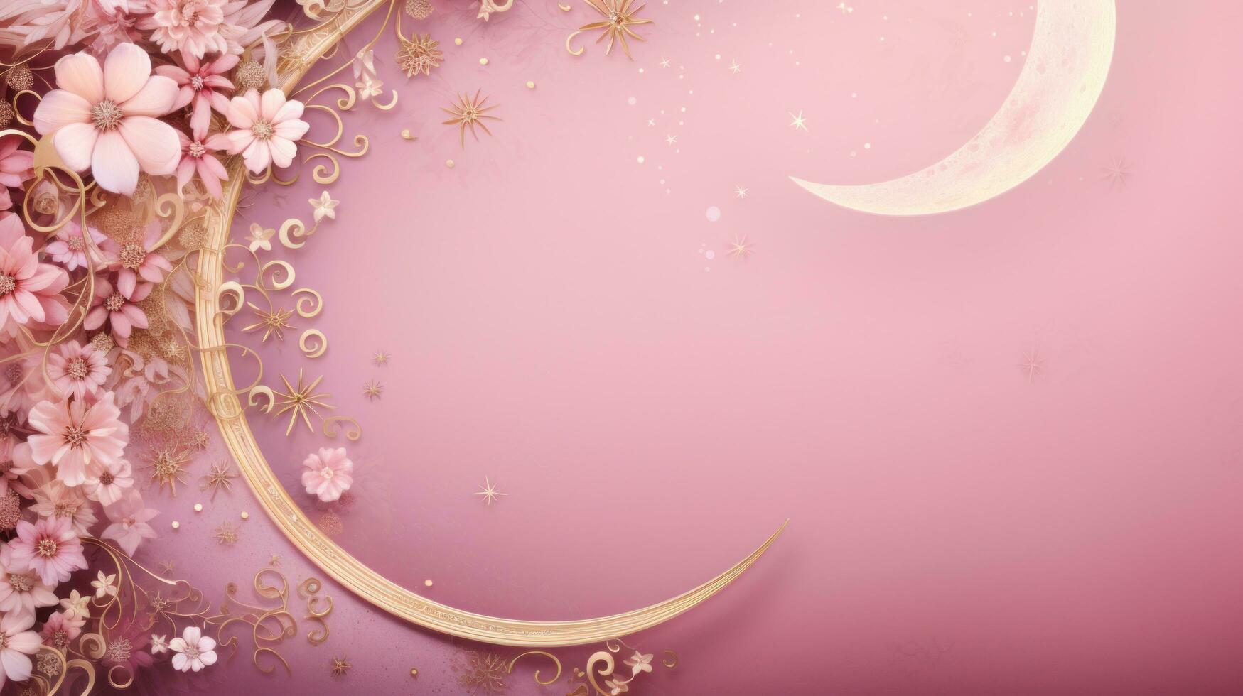 AI generated A sumptuous pink and gold background with delicate floral patterns and photo