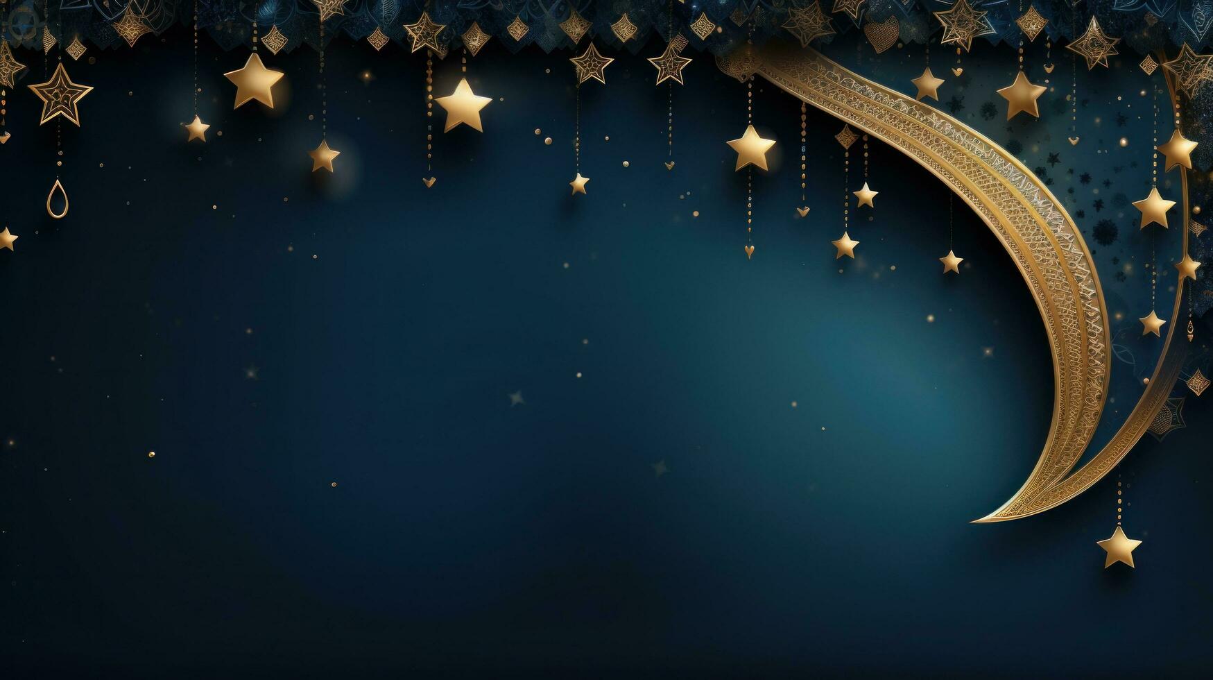 AI generated A stunning gold and blue Ramadan background with intricate geometric patterns photo