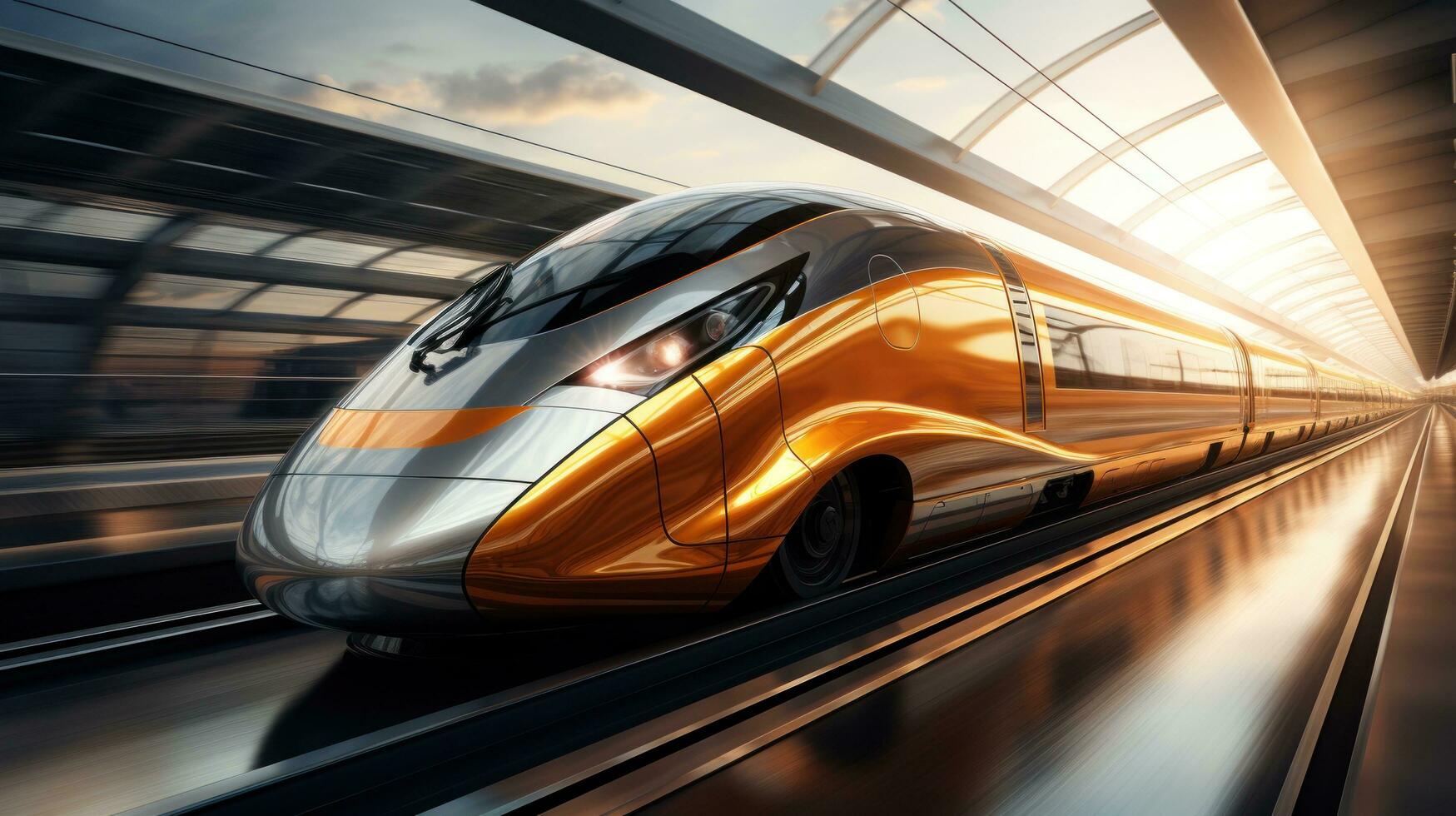 AI generated a speedy train on a train track, photo