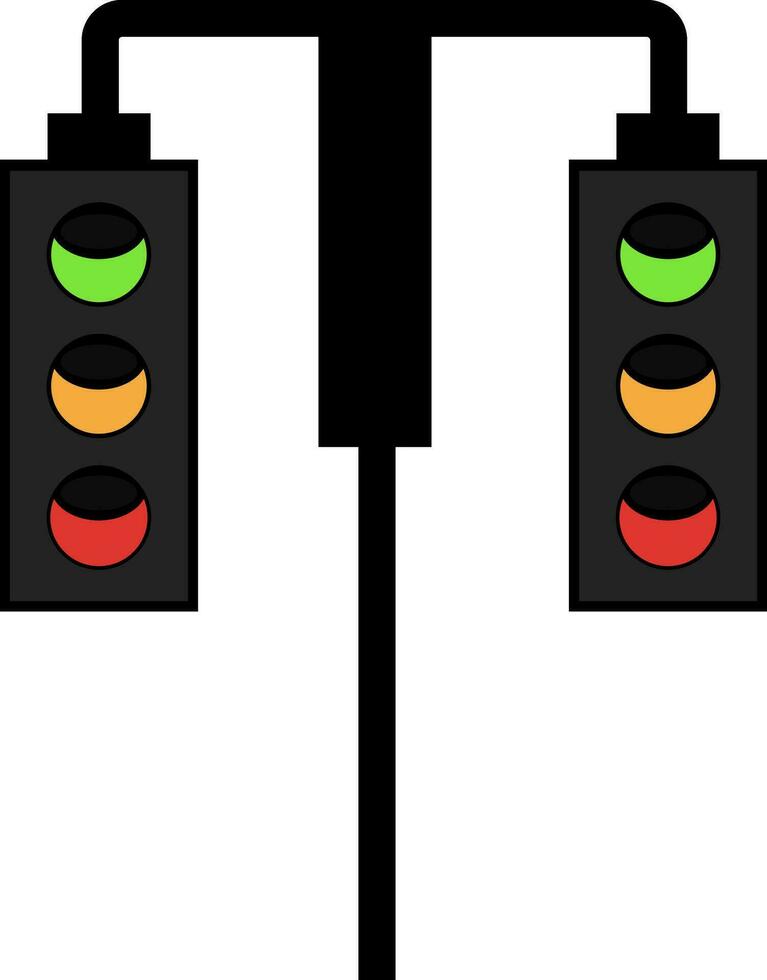 Hanging traffic light, illustration, vector on white background