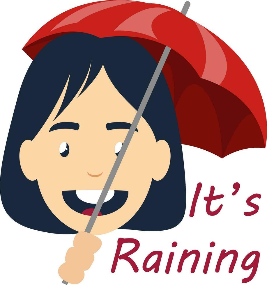 Girl with umbrella, illustration, vector on white background