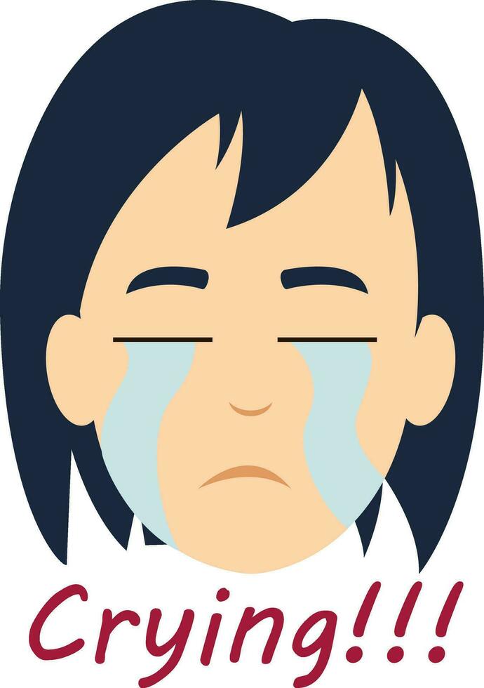 Crying girl, illustration, vector on white background