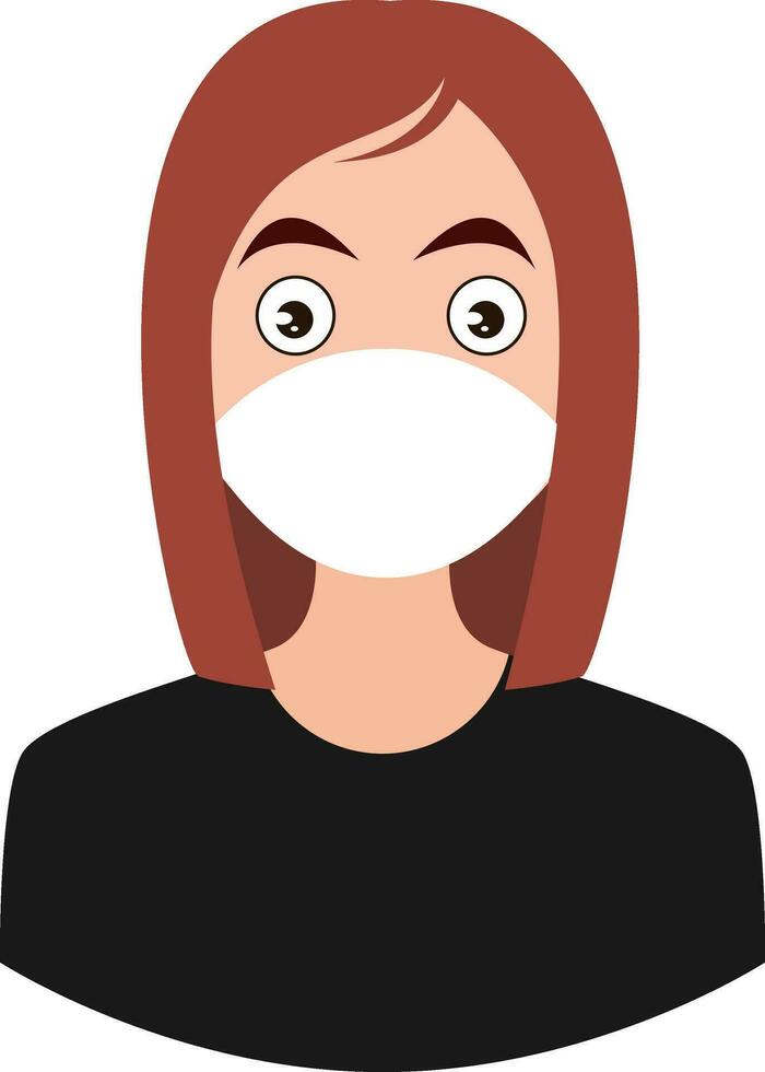 Girl with medical mask, illustration, vector on white background