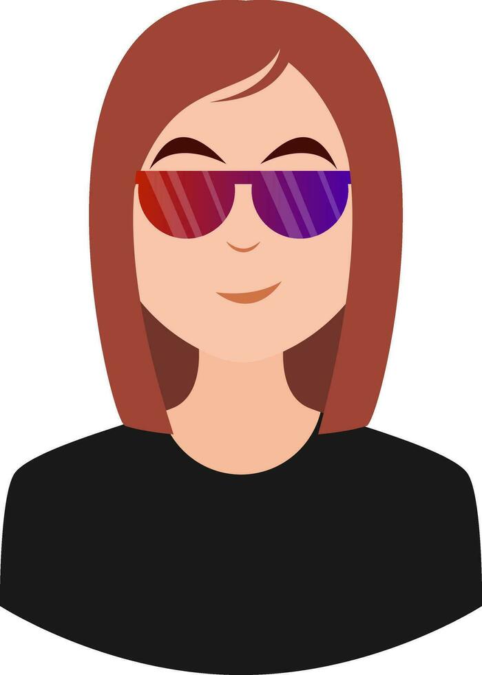 Chica con gafas de sol emoji, ilustración, vector sobre fondo blanco.