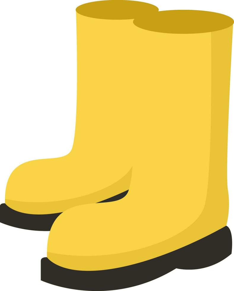 Botas de lluvia amarillas, ilustración, vector sobre fondo blanco.