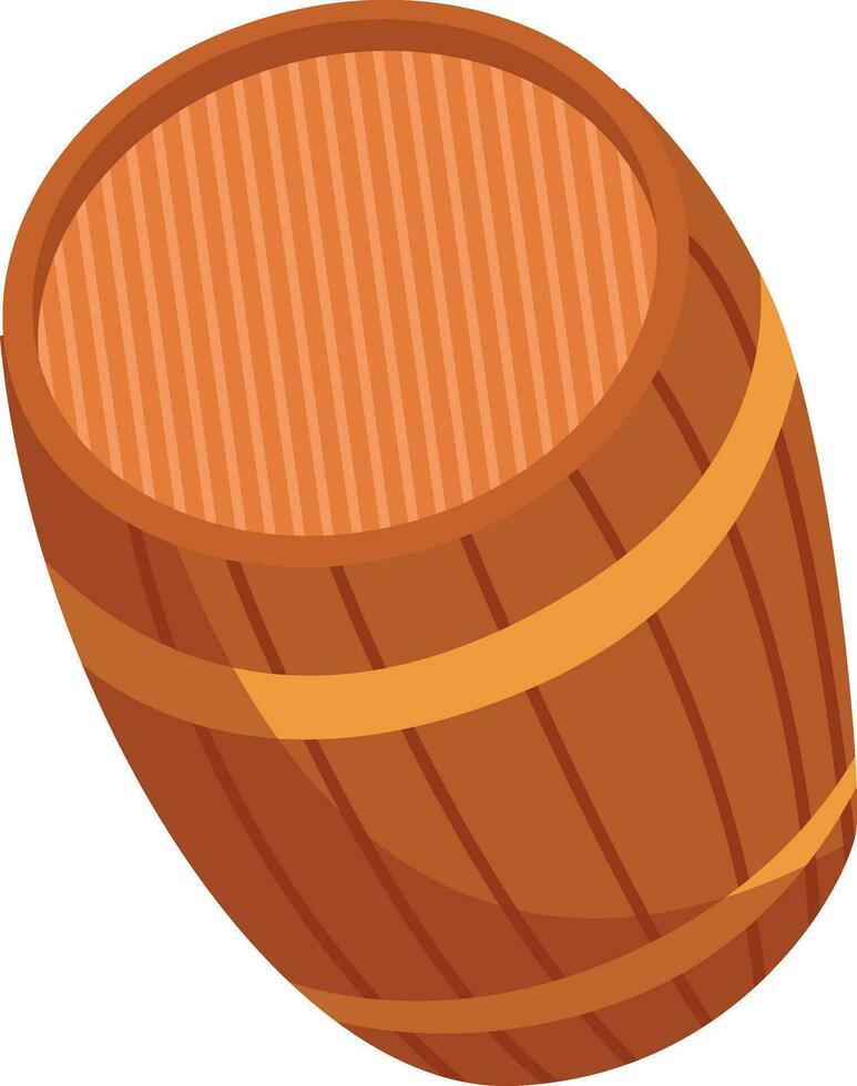 Wooden barrel, illustration, vector on white background