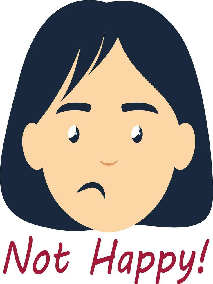 Girl is not happy, illustration, vector on white background