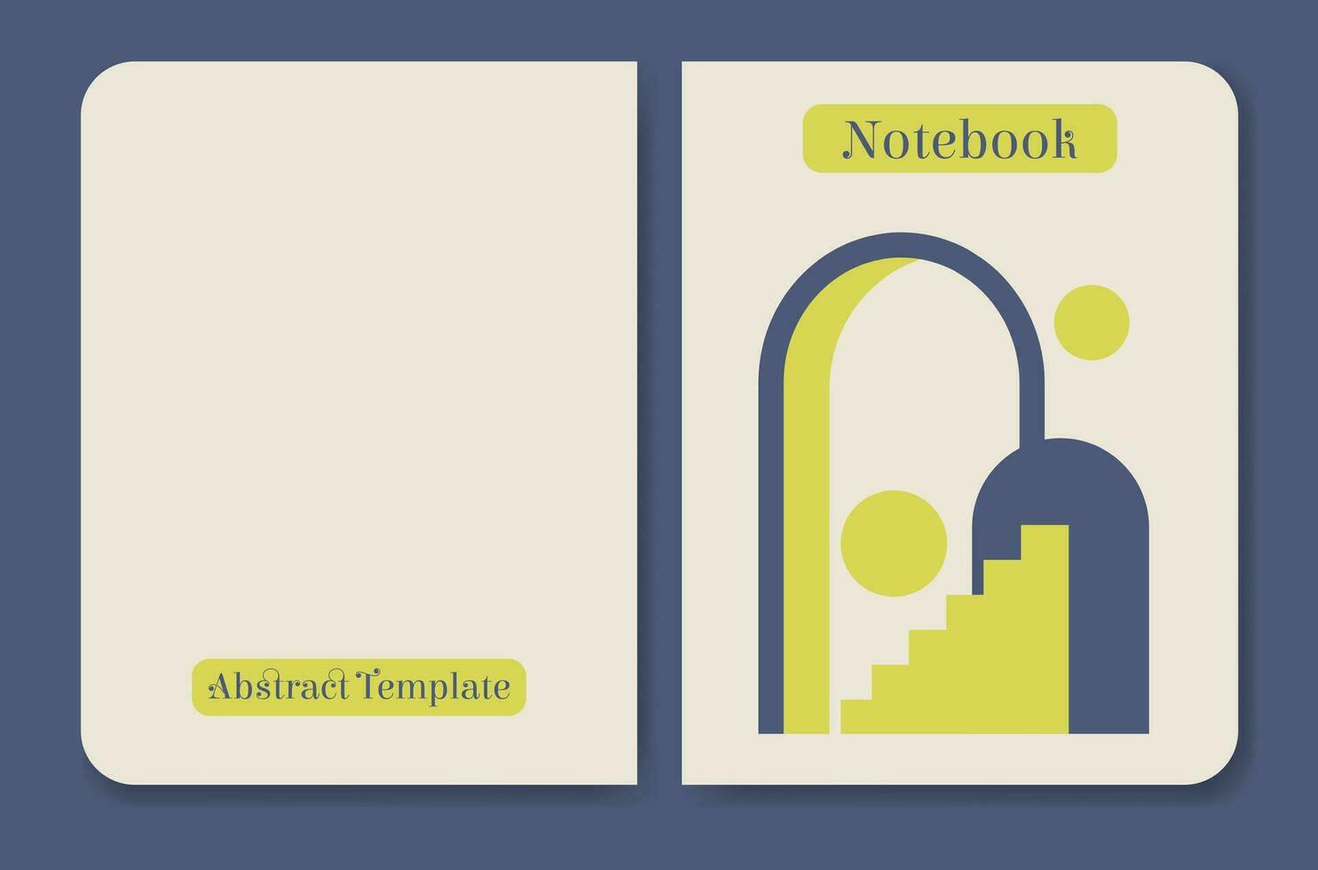 cuaderno cubrir con geométrico elementos ilustración. puerta y escalera sencillo formas vector