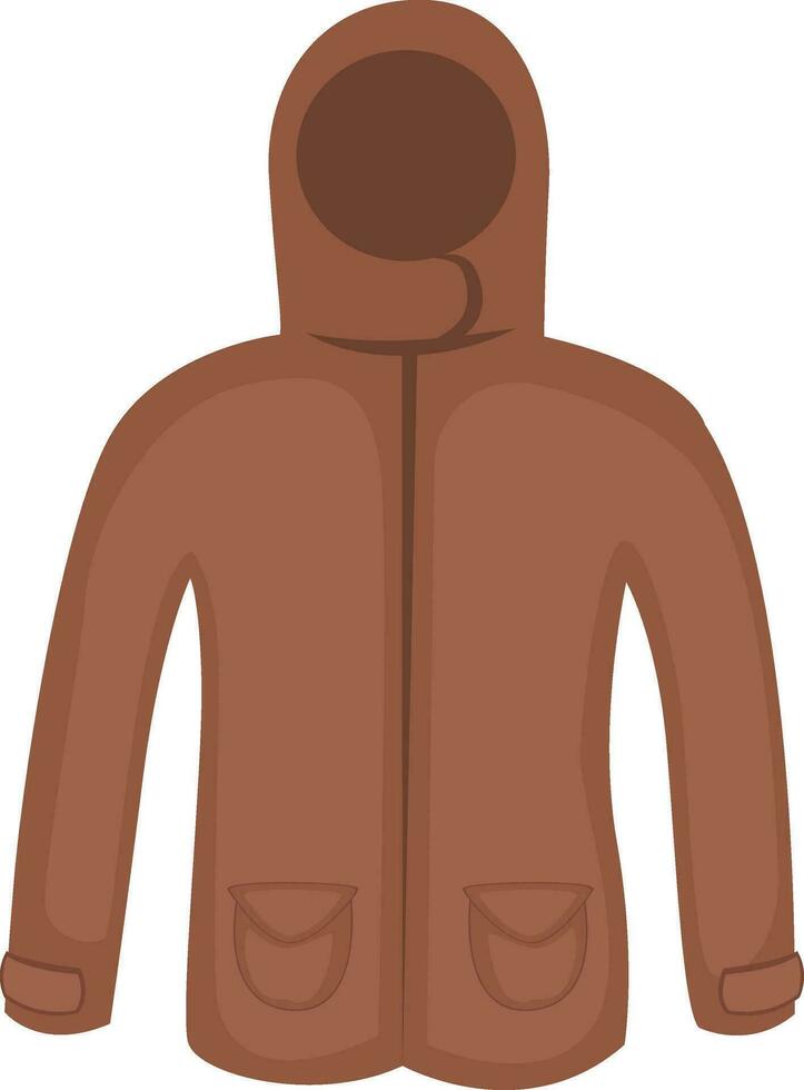 Brown winter jacket, illustration, vector on white background