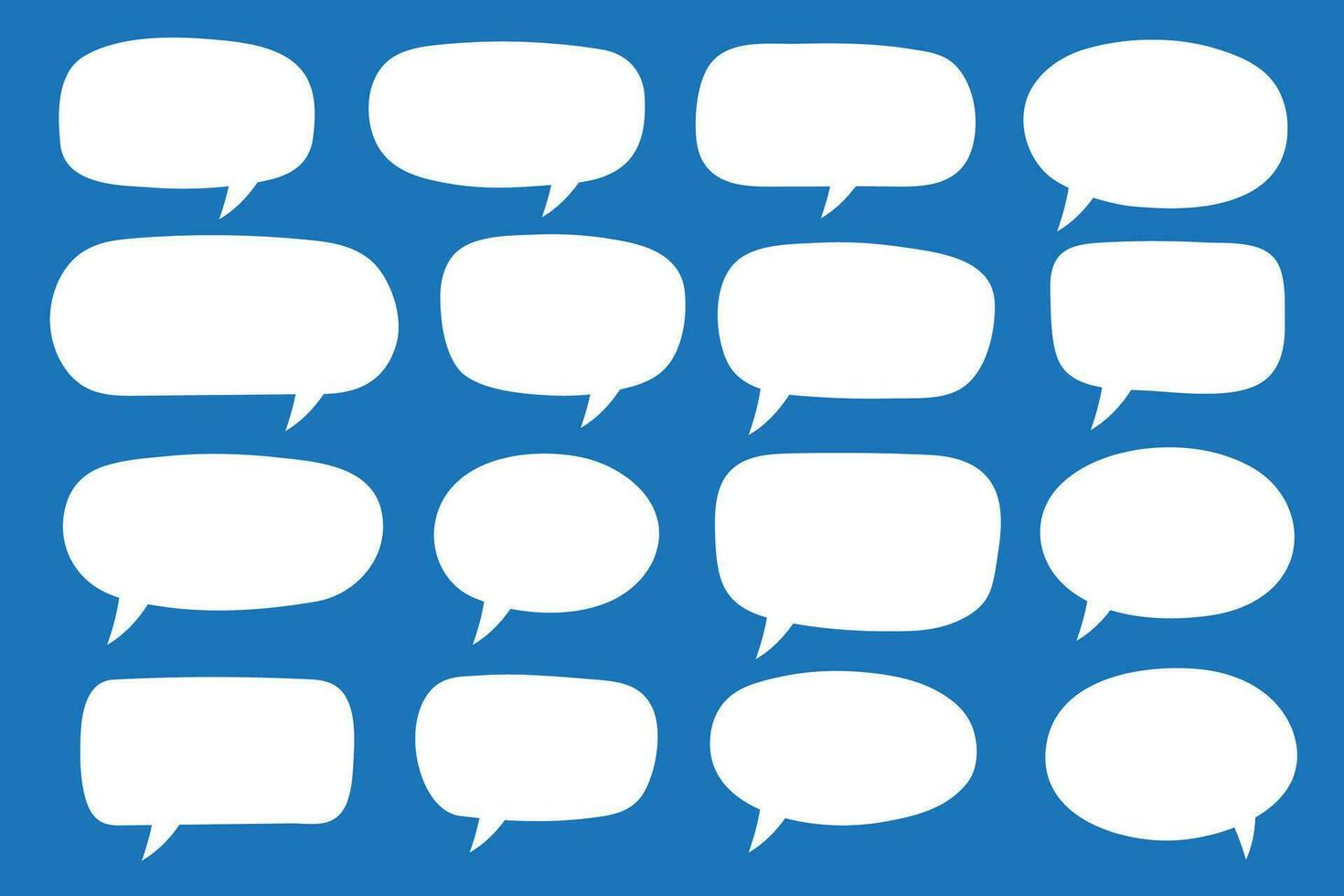 Set of hand drawn speech bubbles. Speak bubble text, cartoon chatting box, message box. Blank empty white speech bubbles. vector