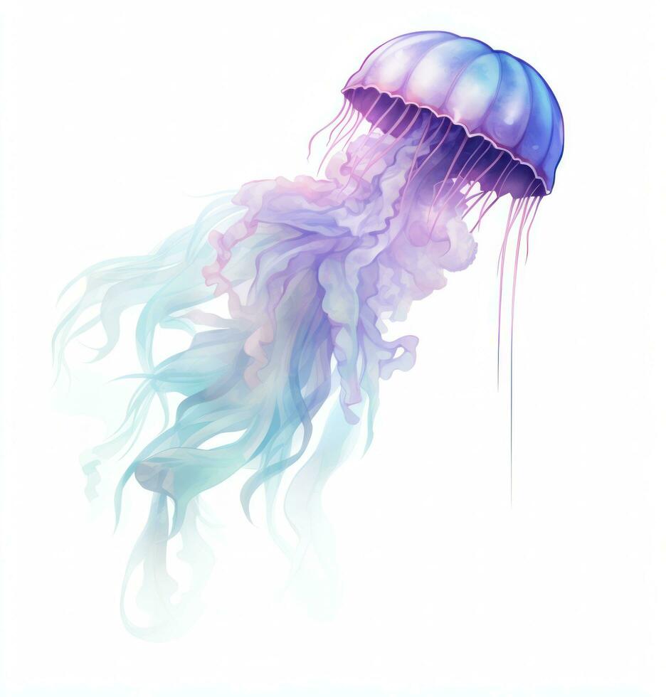 AI generated a purple and blue jellyfish photo