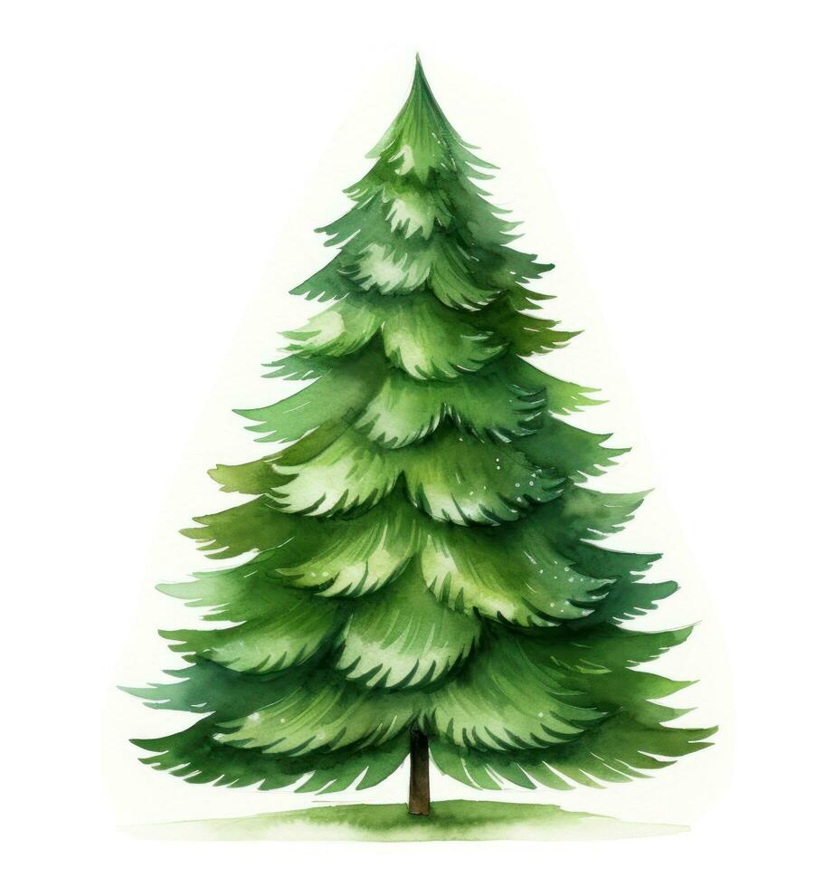 AI generated a painted christmas tree on a white background, photo