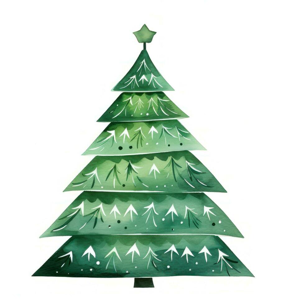 AI generated a painted christmas tree on a white background, photo