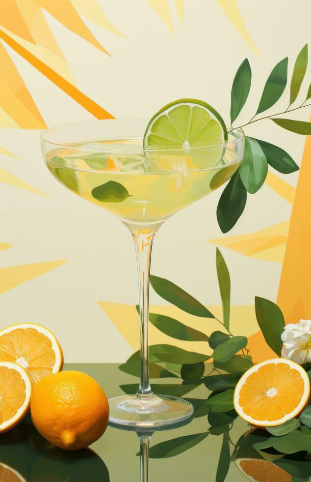 AI generated a martini with lemon garnish, photo