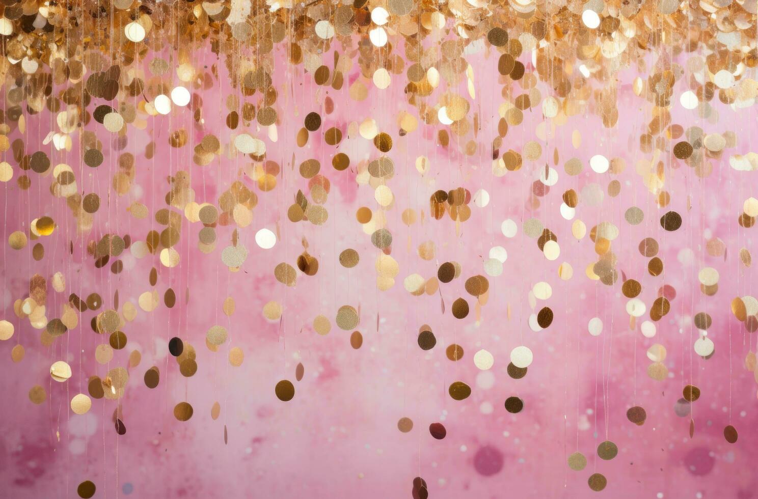 AI generated a gold confetti rose gold pink background pink confetti, instax film, photo