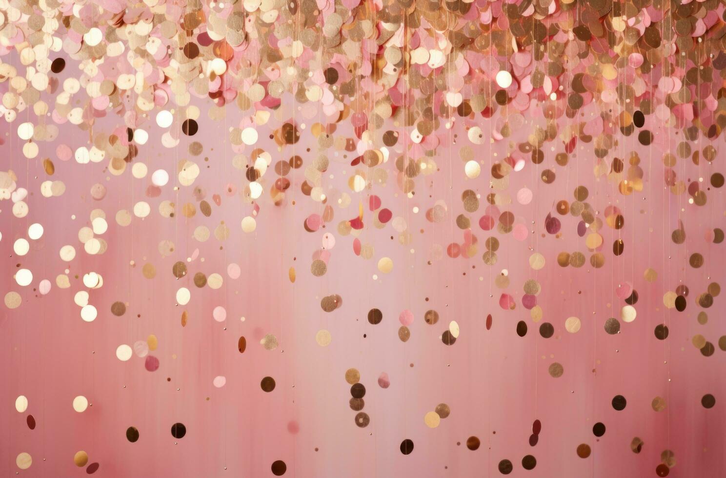 AI generated a gold confetti rose gold pink background pink confetti, instax film, photo