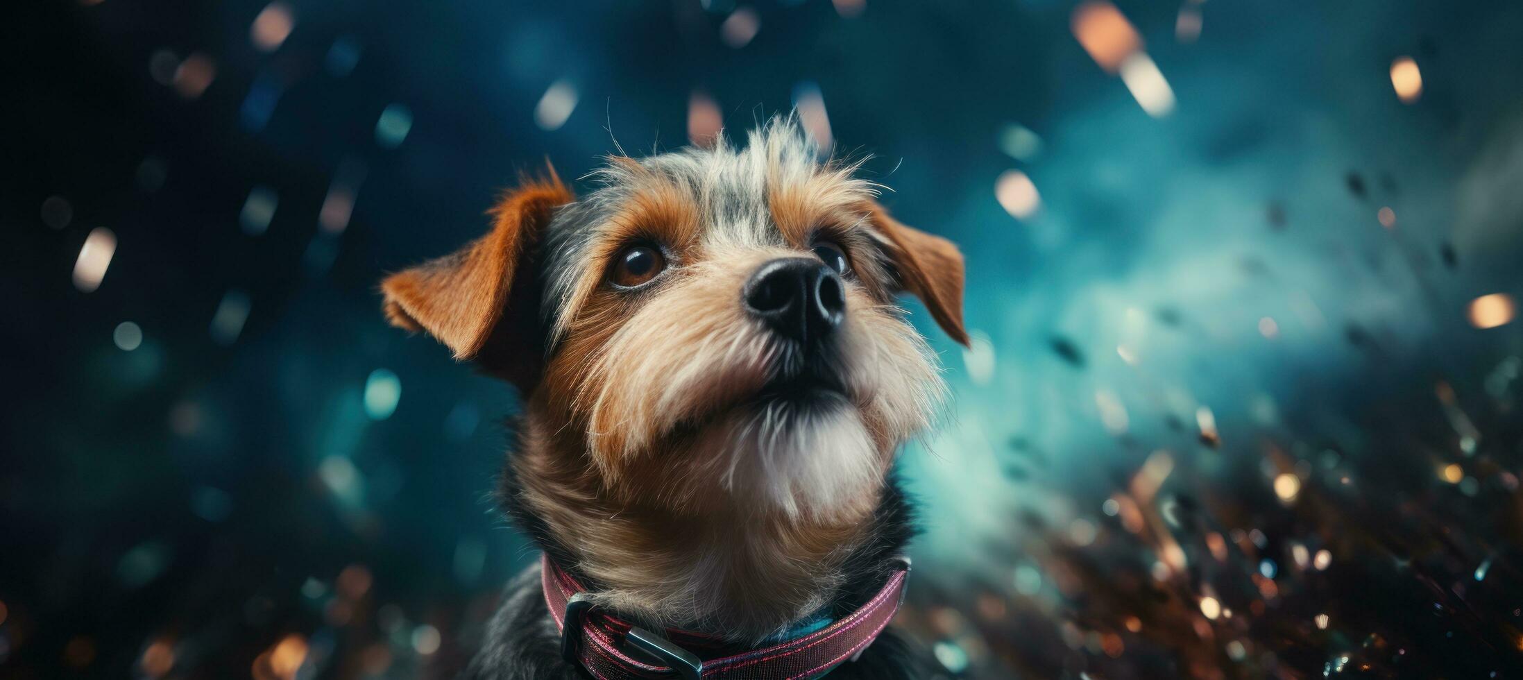 AI generated a dog in a party hat is blowing out his nose, 35381655