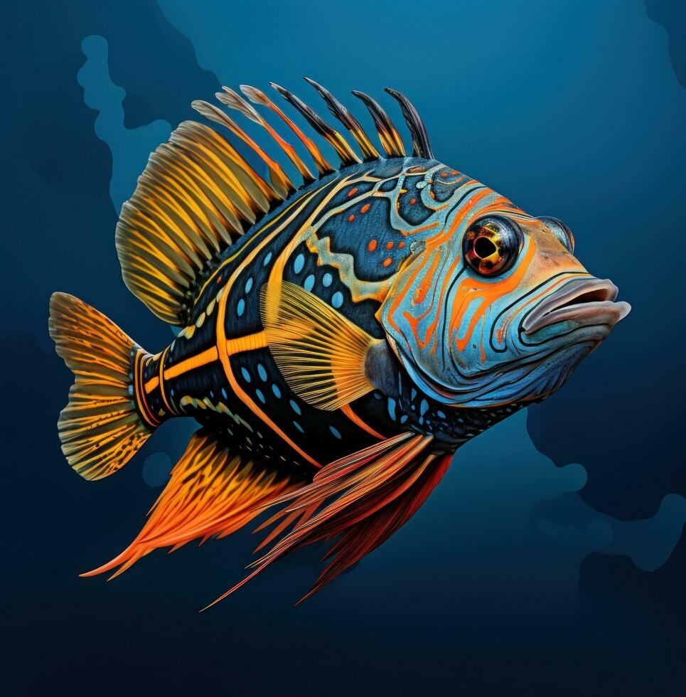 AI generated a colorful and striped tropical fish, isolated photo