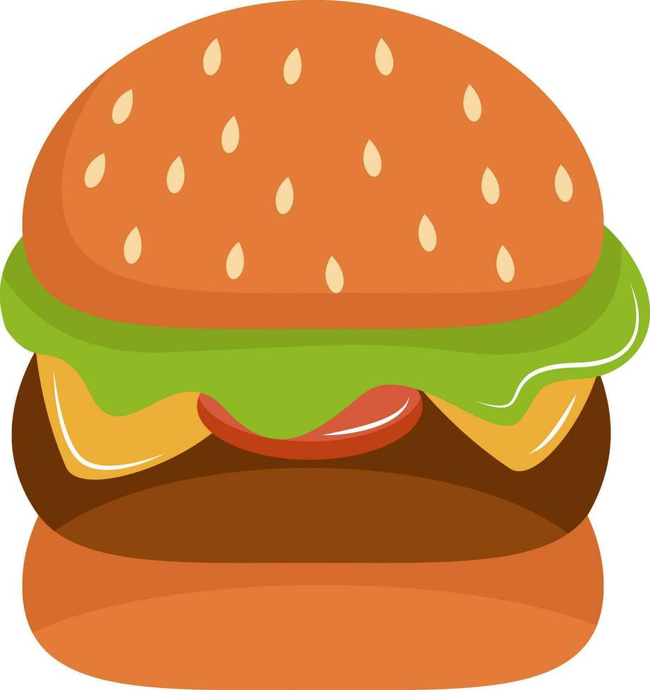 Delicious burger, illustration, vector on white background