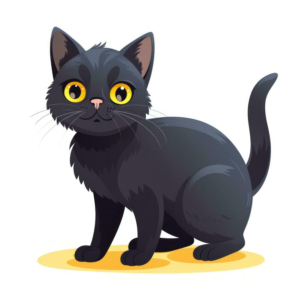 ai generado un negro gato con amarillo ojos, foto