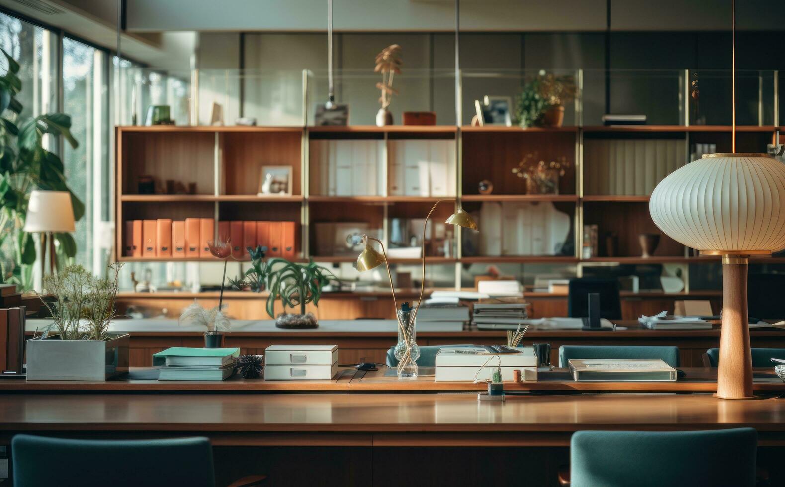 AI generated a blurry picture of an office, photo