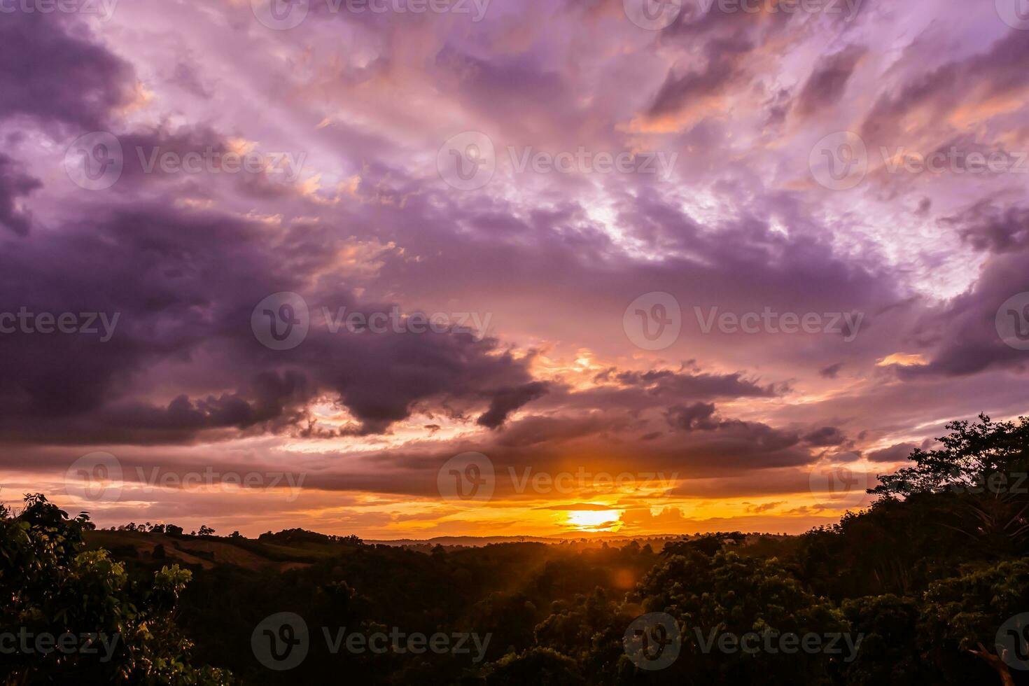 Beautiful sky and clouds during twilight time. Sunset. photo