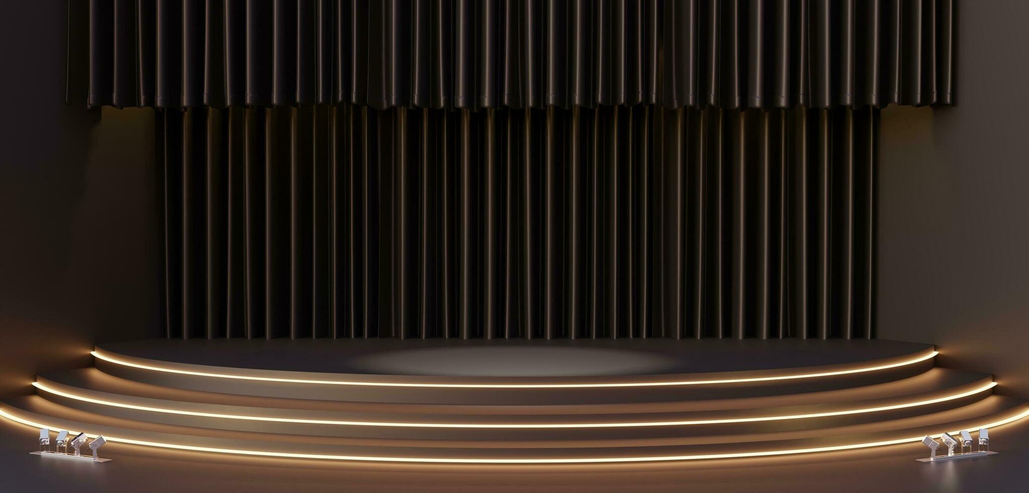 Circular stage curtains backgrounds curtains Stages floors and walls product placement 3D illustrations photo