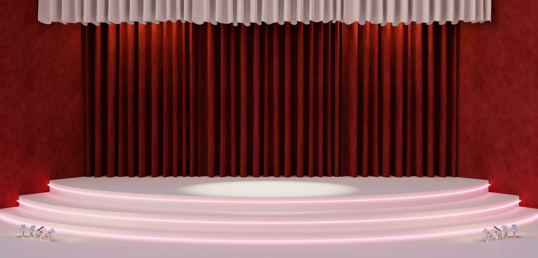 Circular stage curtains backgrounds curtains Stages floors and walls product placement 3D illustrations photo