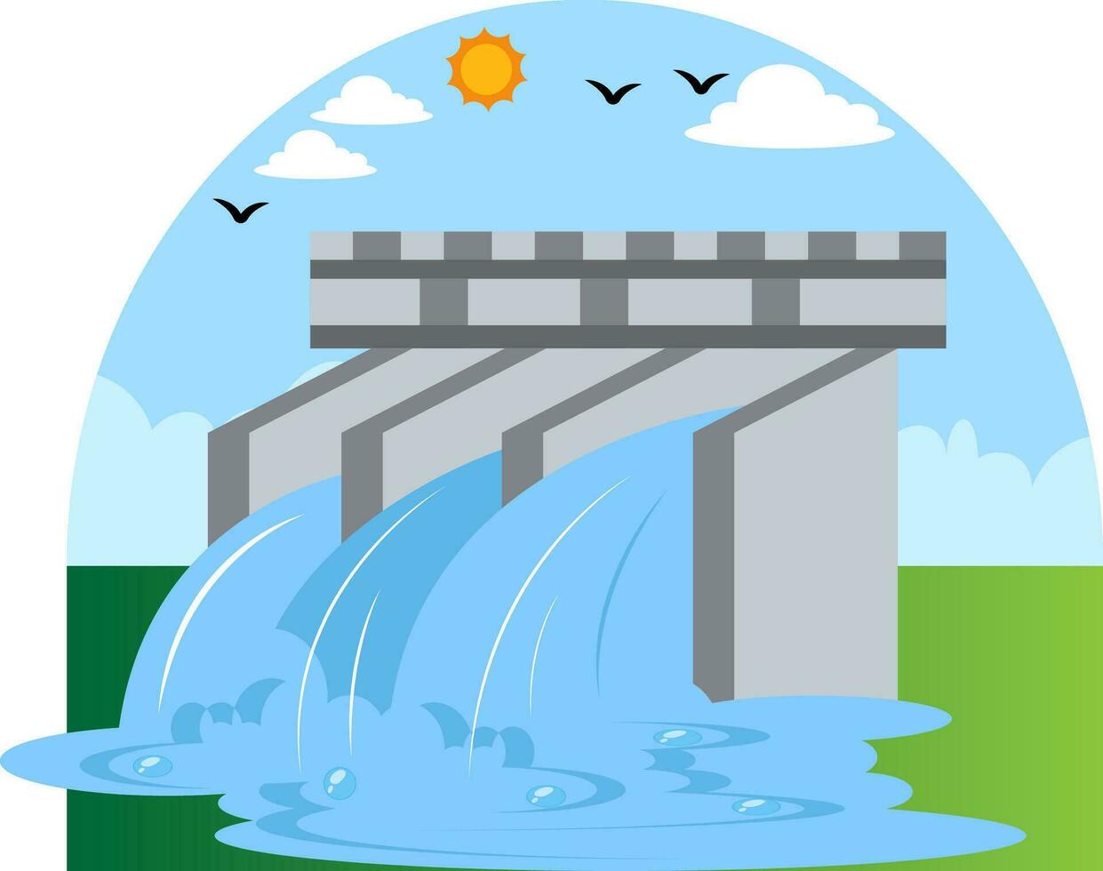 Hydroelectric power as eco source illustration vector on white background