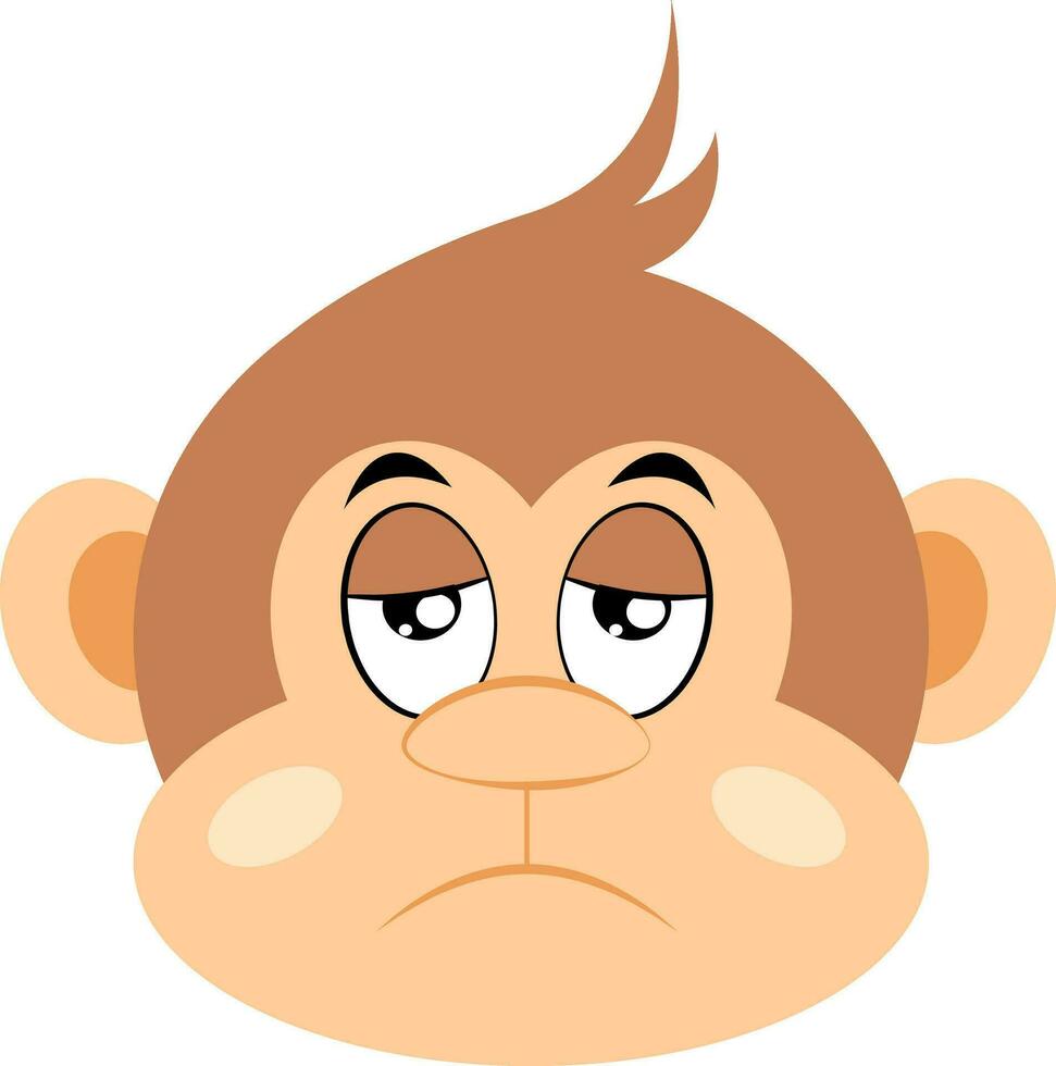 Bored monkey, illustration, vector on white background