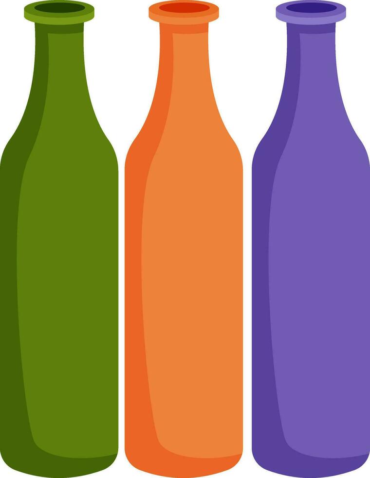 Colorful bottles, illustration, vector on white background