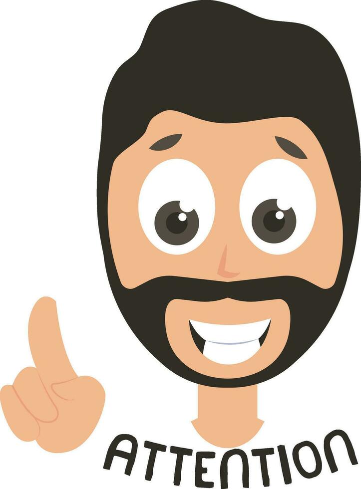 Man gives attention, illustration, vector on white background