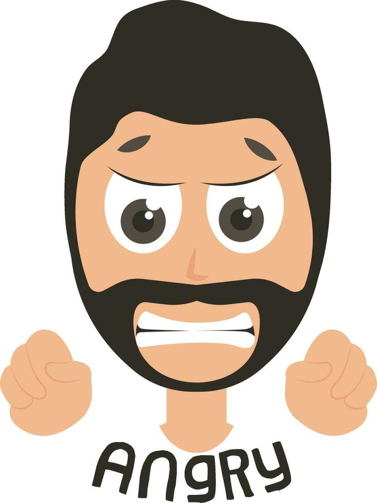 Angry man emoji, illustration, vector on white background