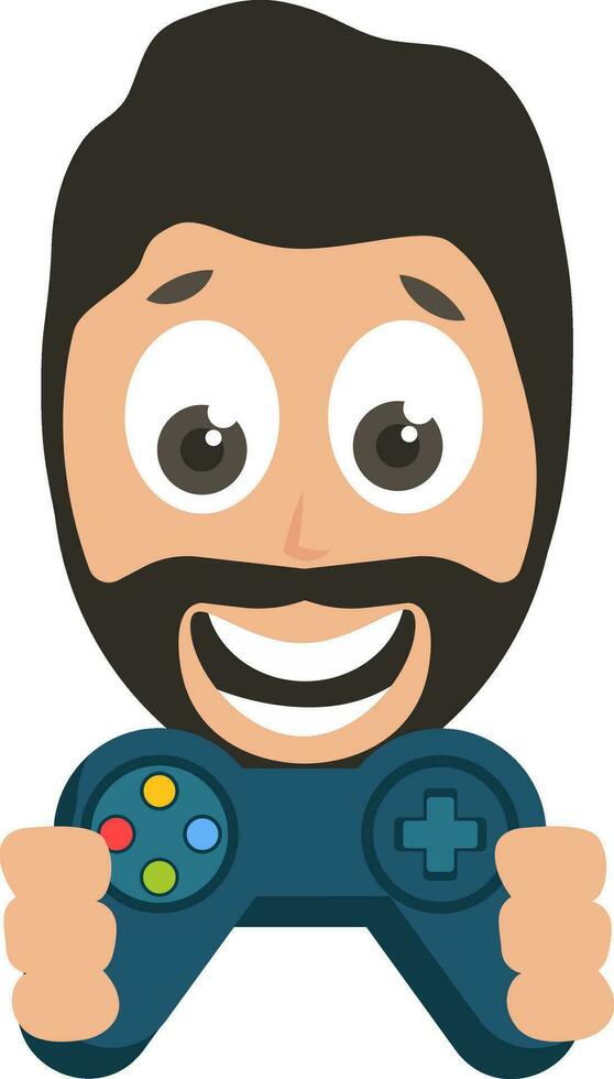 Man with gamepad, illustration, vector on white background