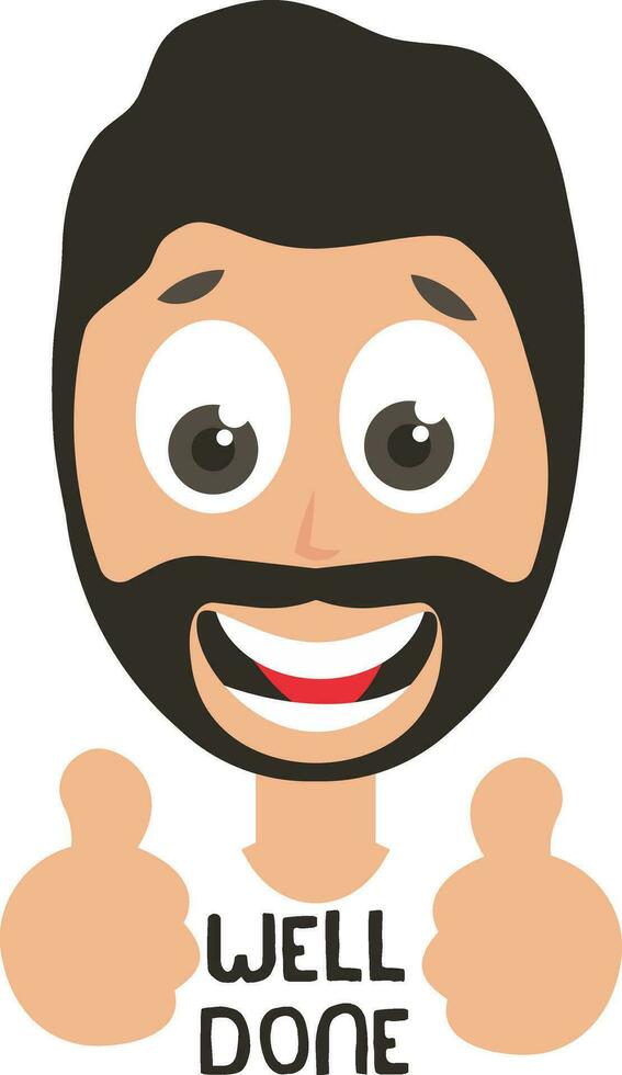 Man well done emoji, illustration, vector on white background