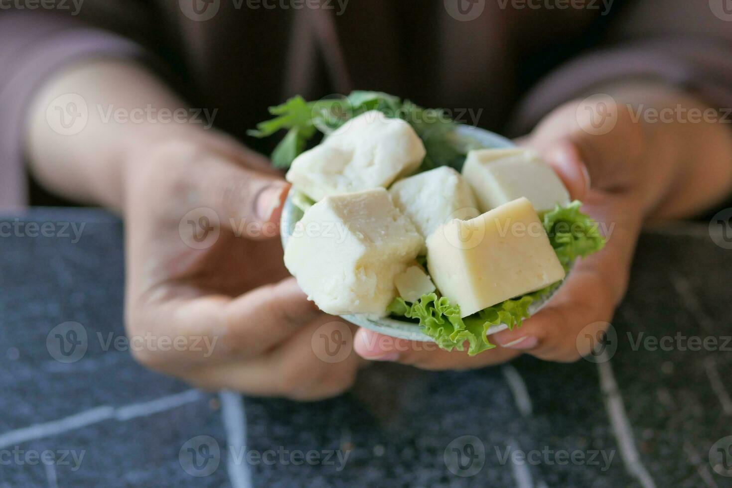 Cheese cubes in a break fast table , photo