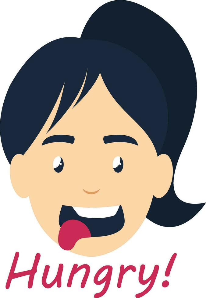 Hungry girl, illustration, vector on white background