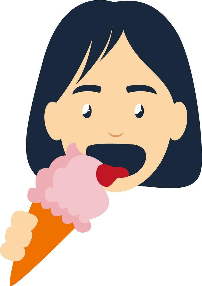 chica con helado, ilustración, vector sobre fondo blanco
