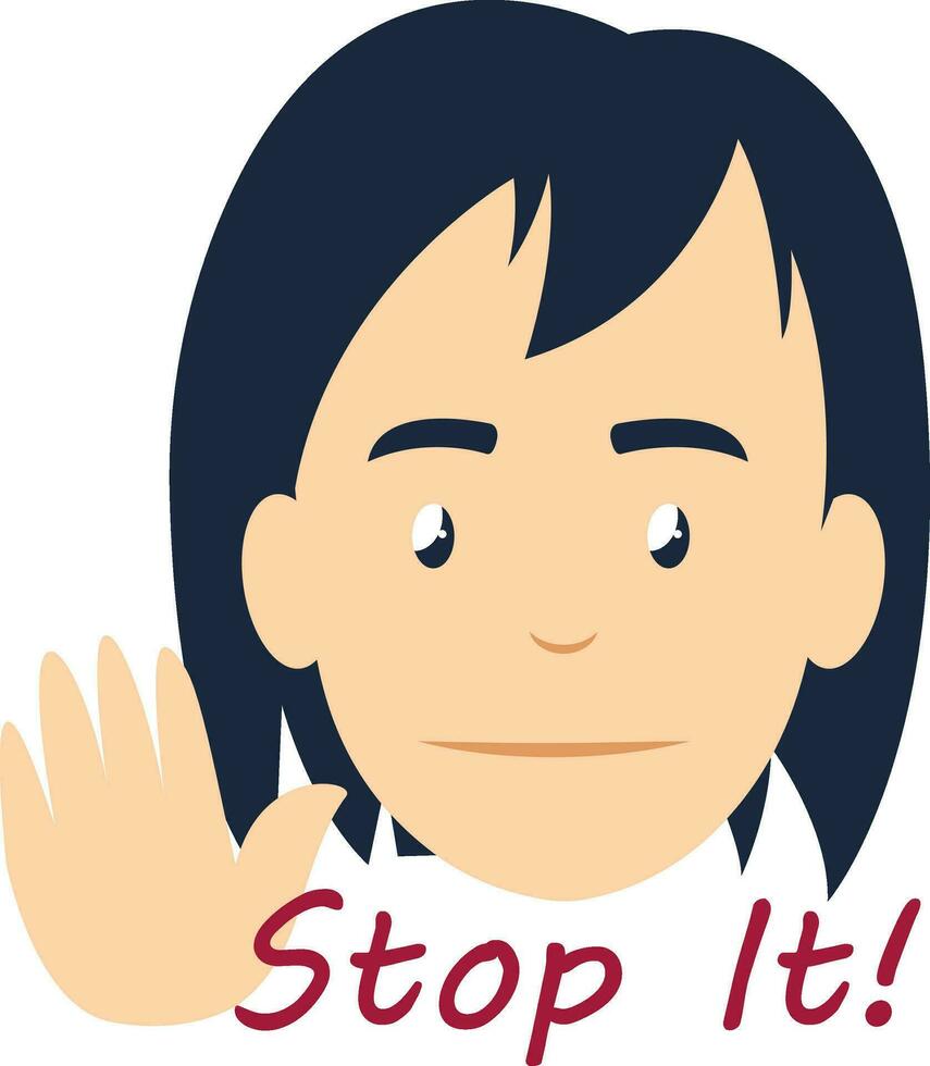 Girl saying stop it, illustration, vector on white background